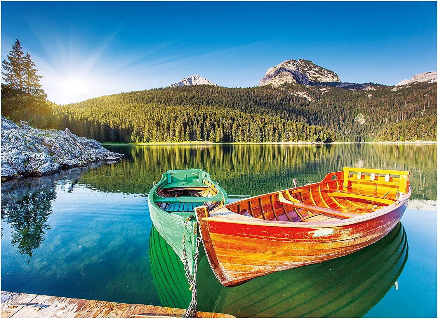 Jigsaw Puzzles for Adults 500 Piece Boats Canoe at Wetland Moraine Lake