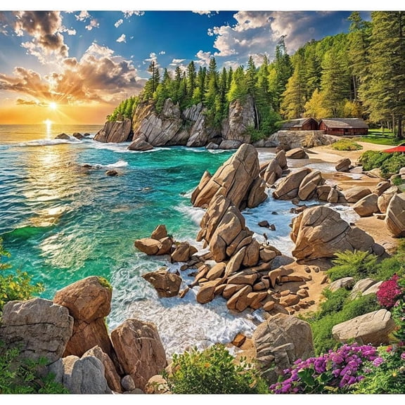 Jigsaw Puzzles for Adults300 Pieces Split Rock Light Wooden Puzzle Environmentally Friendly No Odor Challenging Educational Fun Family Activities Games Toys Gifts for Home Decor