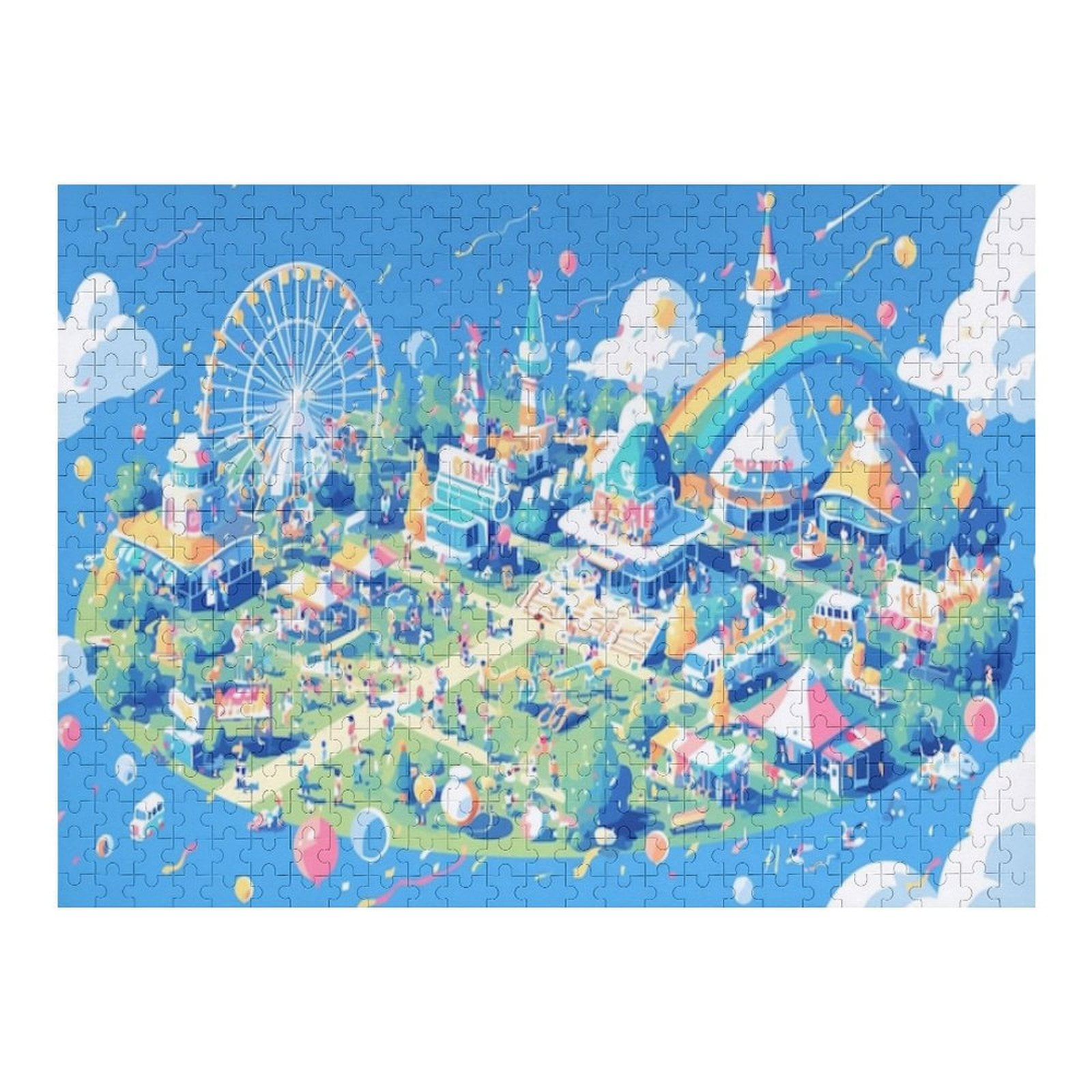 Jigsaw Puzzles - Aerial View of A Vibrant Amusement Park Island with ...