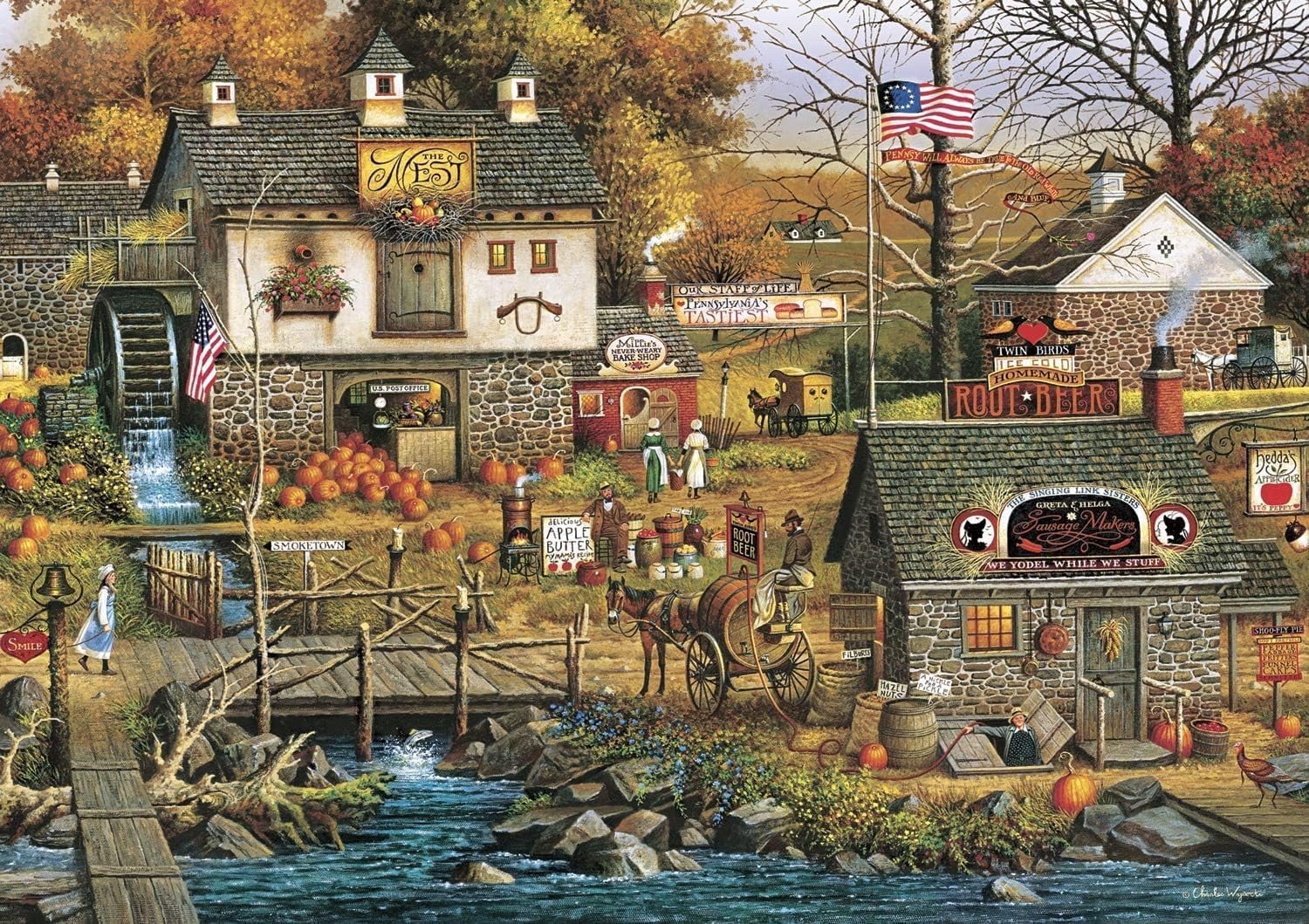 Puzzle 1000 Pièces Hasbro Wysocki 'Église De Campagne' Noël 2007, Neuf