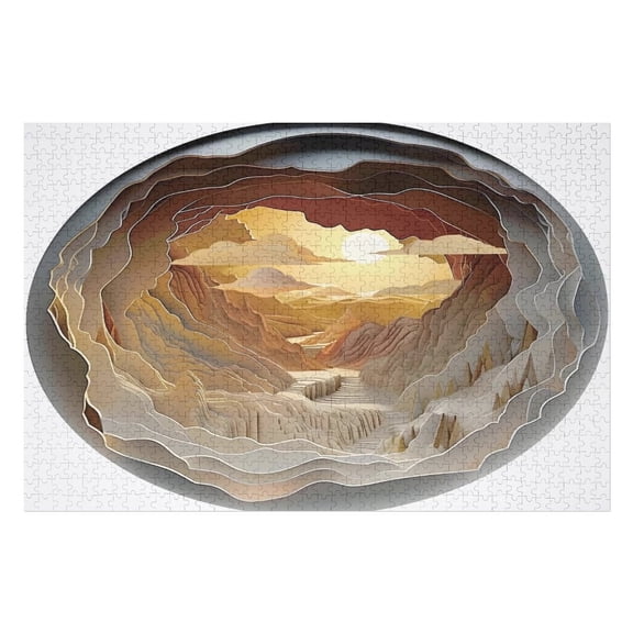 Jigsaw Puzzles - Circular Paper - Cut Art Depicting A Canyon Landscape at Sunset1000 PCSChallenging Puzzle Perfect for Game Nights