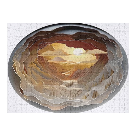 Jigsaw Puzzles - Circular Paper - Cut Art Depicting A Canyon Landscape at Sunset500 PCSChallenging Puzzle Perfect for Game Nights