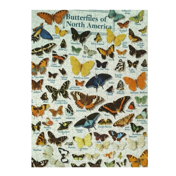 Jigsaw Puzzles - Collection of Various North American Butterflies with Their Names Labeled500 PCSChallenging Puzzle Perfect for Game Nights