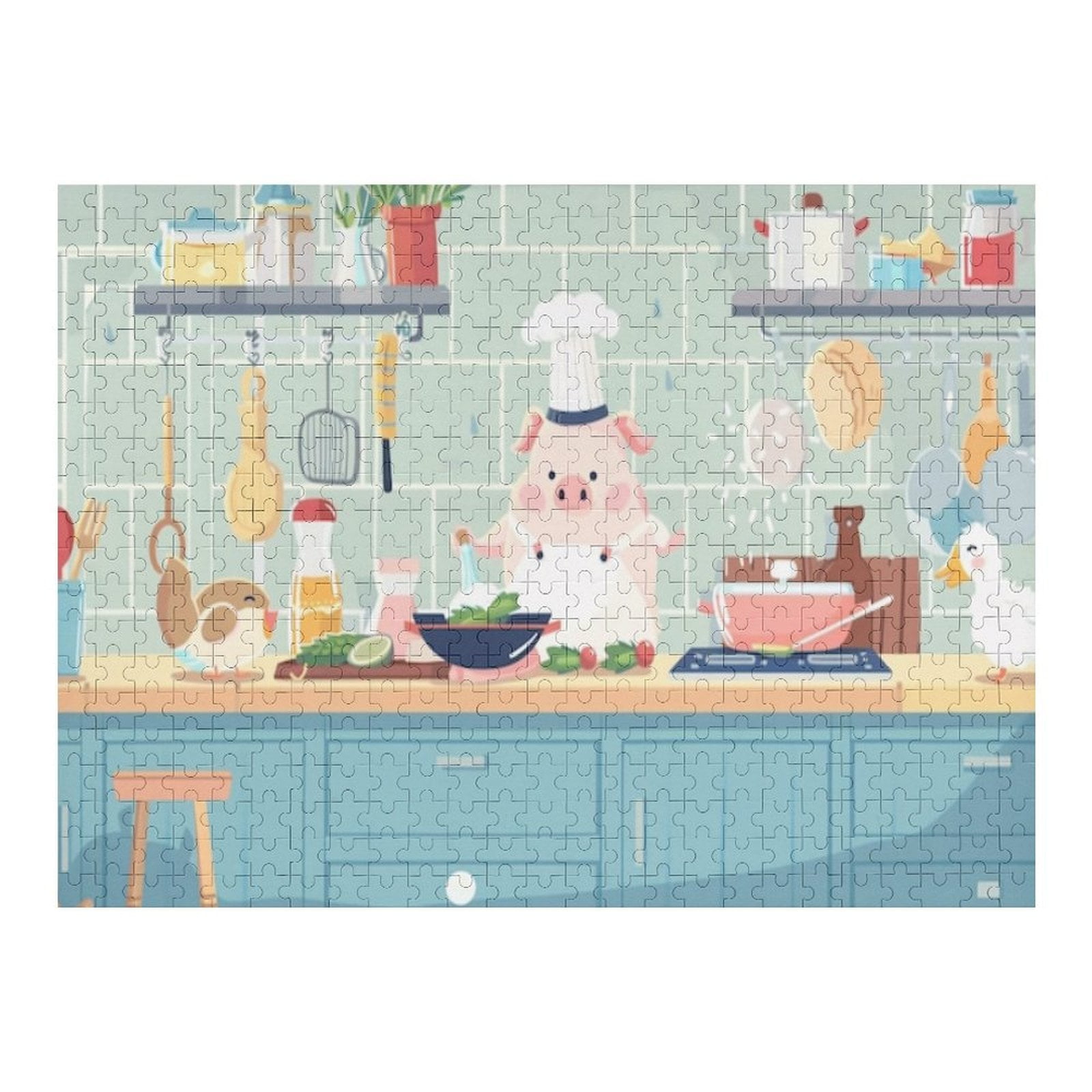 Jigsaw Puzzles - Cute Animal Chef in A Kitchen, Creating A Playful ...