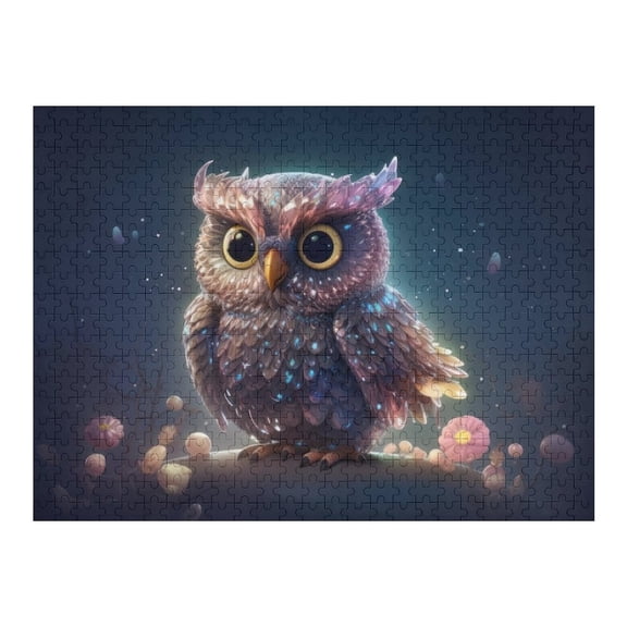 Jigsaw Puzzles - A Cute, Pastel - Colored Owl Perched on A Branch with Simple, Abstract Shapes in The Background500 PCSChallenging Puzzle Perfect for Game Nights