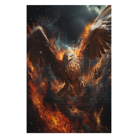 Jigsaw Puzzles - Eagle Surrounded by Flames, Exuding A Powerful And Fierce Presence1000 PCSChallenging Puzzle Perfect for Game Nights