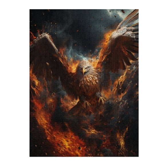Jigsaw Puzzles - Eagle Surrounded by Flames, Exuding A Powerful And Fierce Presence500 PCSChallenging Puzzle Perfect for Game Nights