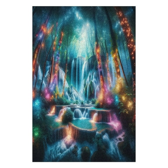 Jigsaw Puzzles Explore The Enchantment Of A Mystical Forest And Sparkling Waterfall 10000 Piece For Adults Beautiful Wooden Puzzle For Home Decor Gift For Women Men 29.5x19.7 Inch