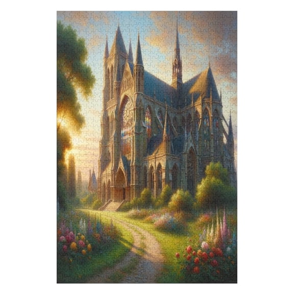 Jigsaw Puzzles Gothic Cathedral In The Countryside 1000 Pieces Puzzles For Adults Hard Puzzle For Adults 1000 Pieces Jigsaw Puzzles For Family Fun Birthday Party Gift For Women Men 29.5x19.7 Inch