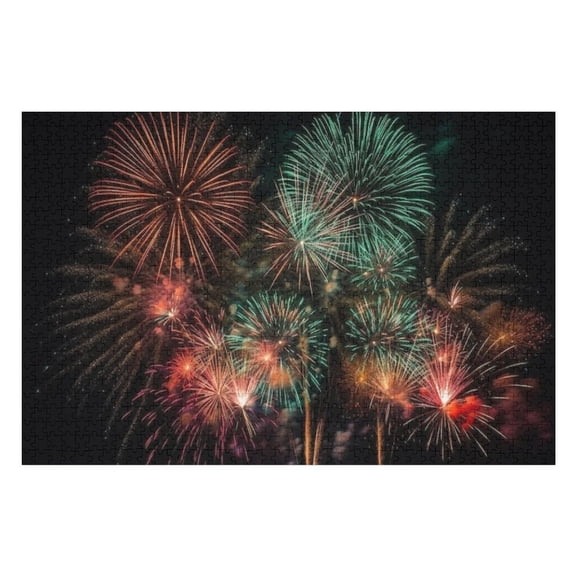 Jigsaw Puzzles - Multicolored Fireworks Exploding Against A Black Night Sky1000 PCSChallenging Puzzle Perfect for Game Nights