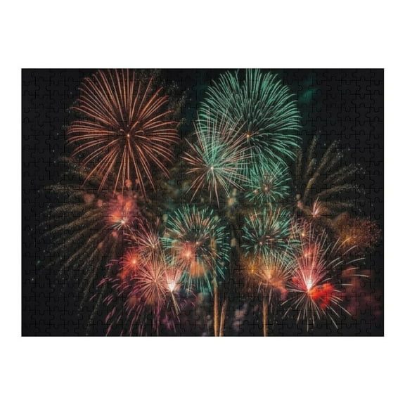 Jigsaw Puzzles - Multicolored Fireworks Exploding Against A Black Night Sky500 PCSChallenging Puzzle Perfect for Game Nights
