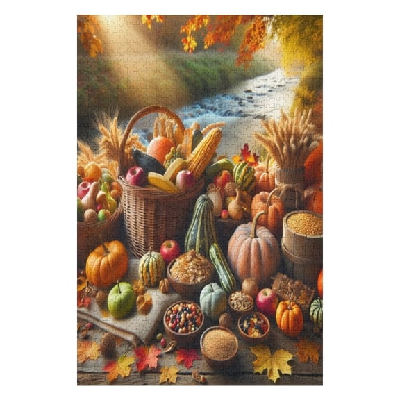 Jigsaw Puzzles Rich Autumn Harvest Scene 1000 Pieces Wooden Puzzle For Adults 1000 Piece Gifts For Friends Funny Home Party Decorations Gift For Women Men 29.5x19.7 Inch