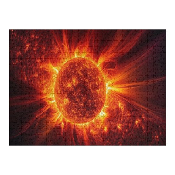 Jigsaw Puzzles - The Sun with Intense Solar Flares And A Fiery Appearance500 PCSChallenging Puzzle Perfect for Game Nights