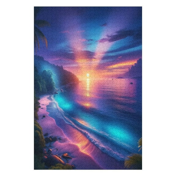 Jigsaw Puzzles Tranquil Ocean Sunset View Jigsaw Puzzles Holiday Puzzles For Adults 1000 Pieces Puzzle Educational Games Gift For Elders Family Friend Gift For Women Men 29.5x19.7 Inch