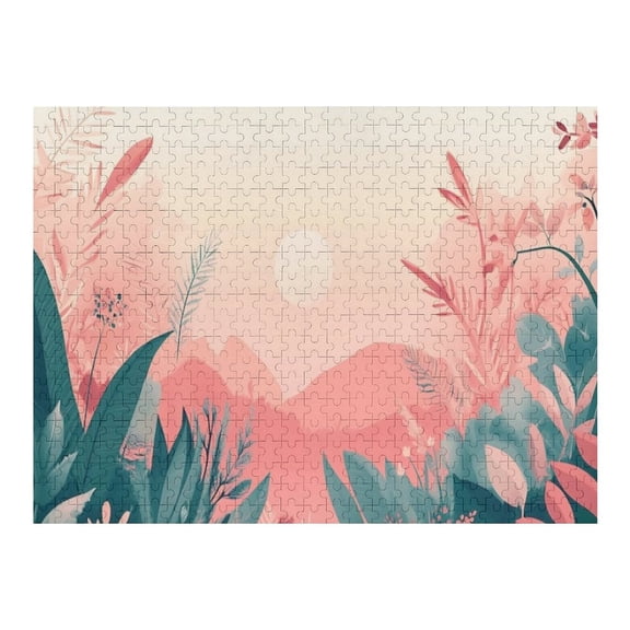 Jigsaw Puzzles - Tropical Landscape with Dense Foliage And A Setting Sun in The Background500 PCSChallenging Puzzle Perfect for Game Nights