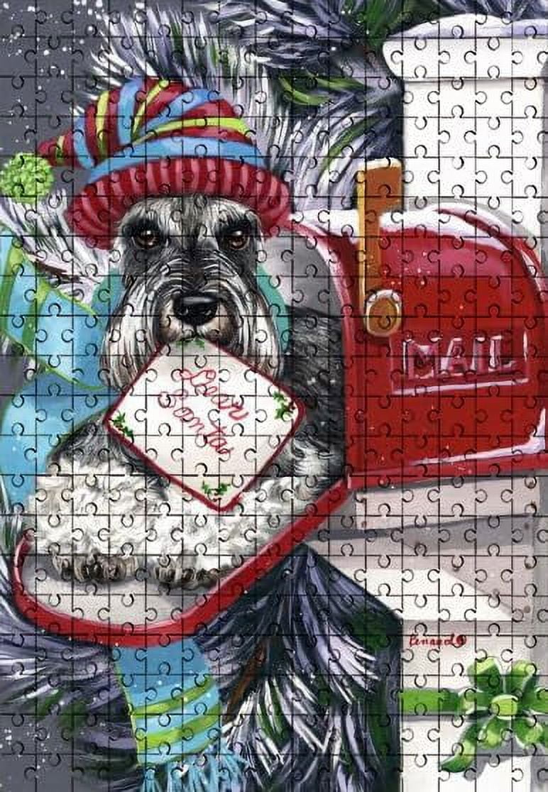 Jigsaw Puzzles for Adults 1000 Pieces Schnauzer Dear Santa Wooden ...