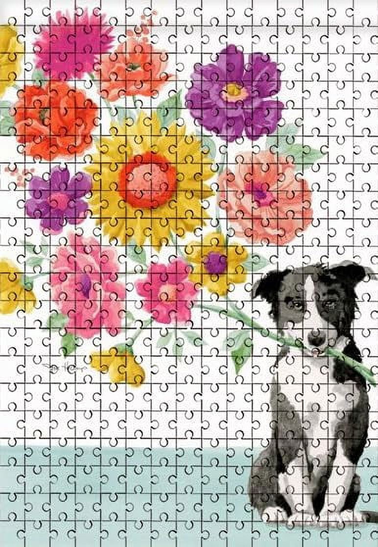 Jigsaw Puzzles for Adults 300 Pieces Dog with Bouquet Wooden Puzzle ...
