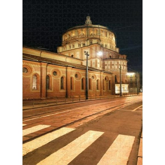 Jigsaw Puzzles for Adults Hard Challenging Difficult Family Cool Large Santa Maria Delle Grazie Church by Night for Adults 1000 Pieces