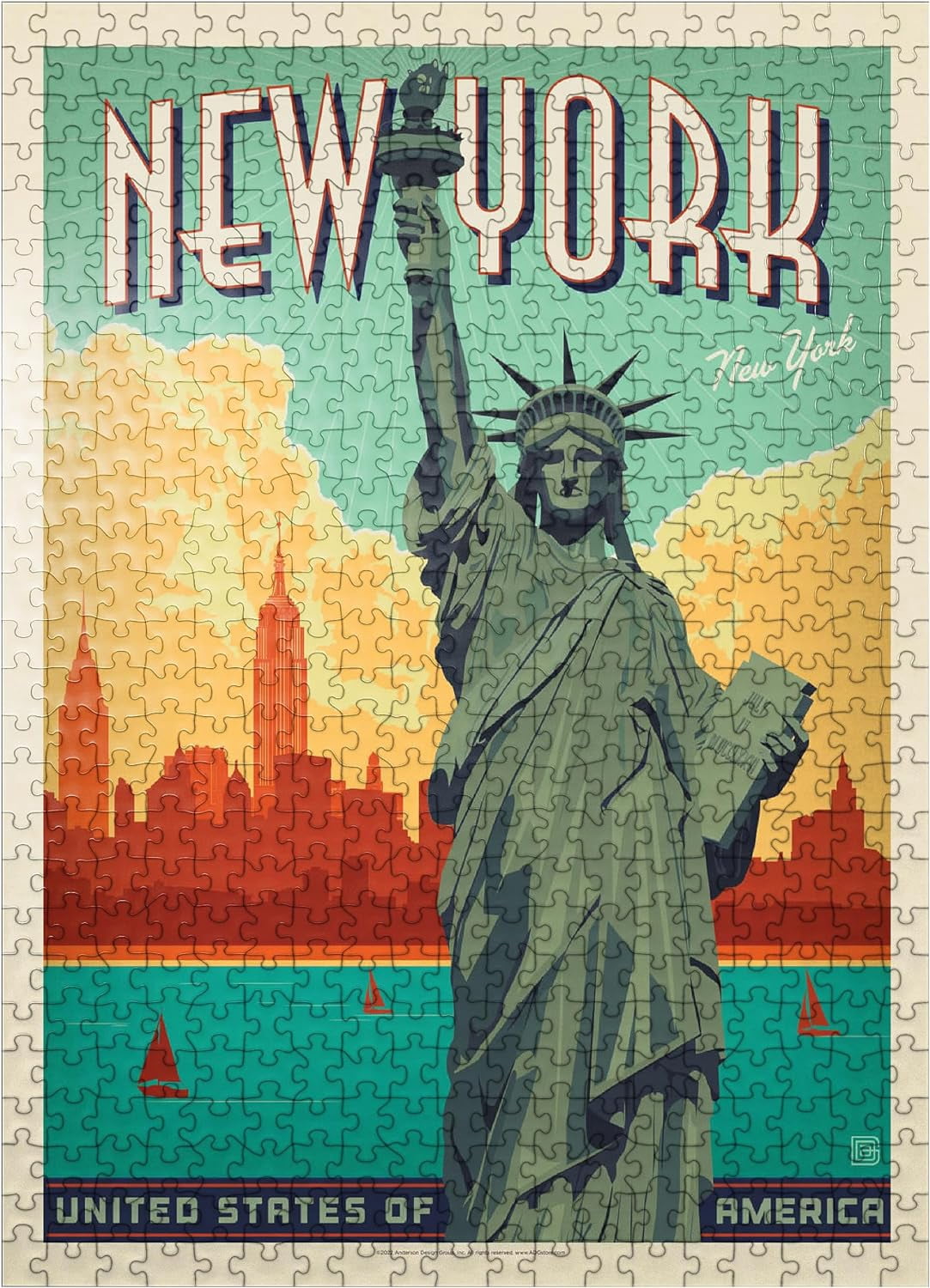 Jigsaw Wooden puzzle 1000 pieces New York City: Lady Liberty, Vintage ...