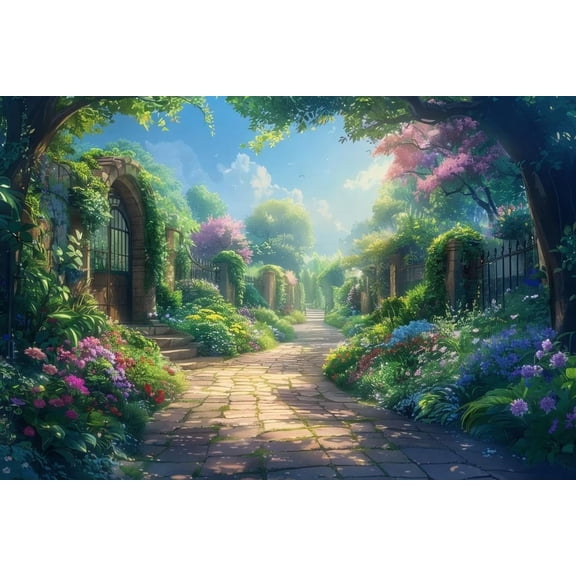 Jigsaw Wooden puzzle 300 pieces Fun for Adult Enchanted Garden Path Anime Wooden Challenging Educational Interactive Toys for Family Creative Gift Thick Sturdy Hard Challenging Difficult