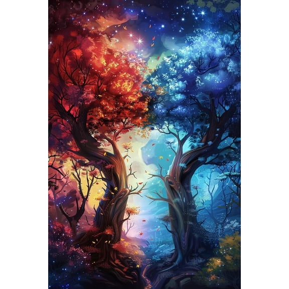 Jigsaw Wooden puzzle 300 pieces Funny Wooden Puzzle - Puzzle for Adults Autumn and Winter Trees Educational Toys Collectibles for Home Decor Wall Decor - Comes with Poster