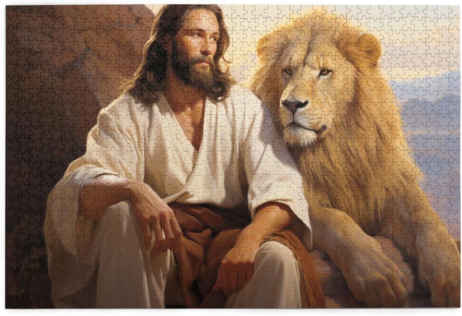 Jigsaw Wooden puzzle 300 pieces Jesus and The Lion Puzzles for Adults ...