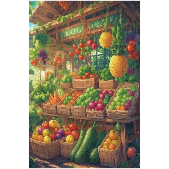 Jigsaw Wooden puzzle 300 pieces Vegetable Fruit Anime Colorful Fantasy Holiday Puzzles for Adults Puzzles Educational Games Gift for Elders Family Friend Gift for Women Men