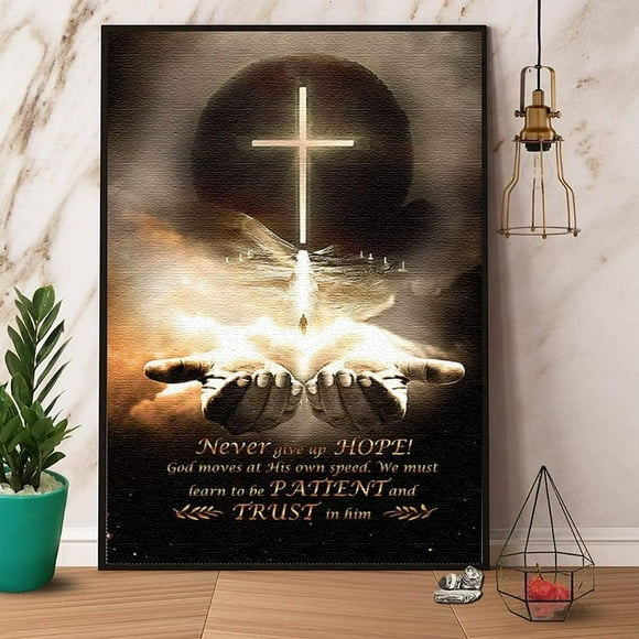 Jigsaw Wooden puzzle 500 pieces Jesus Never Give Up Hope Christian Puzzles Religious Cross Puzzle Woodens for Adults Challenging Teen Jesus Risen Puzzle Games DIY Toys Gift