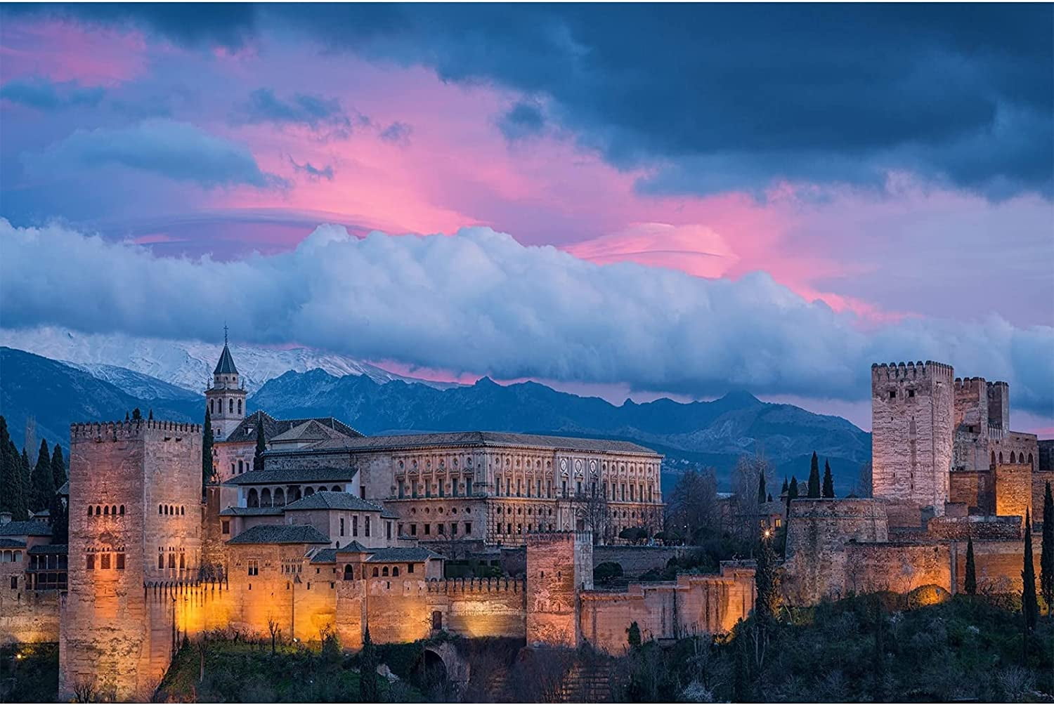 1000-Piece Jigsaw Puzzle Of Alhambra Granada Spain - 20x30 Inches, Basswood, Travel Souvenir