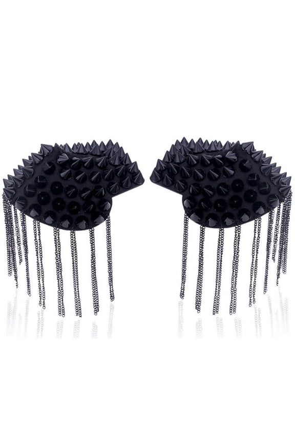 1 Pair Rivet Tassel Epaulets Punk Metal Tassel Epaulet Colorful Rivet Shoulder Stamp Clothing Accessories for Men Women