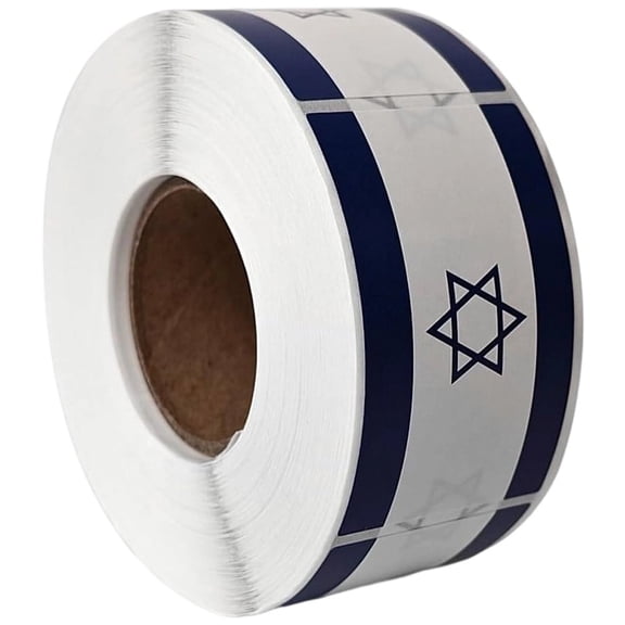 Jiibva 1 Roll Israel Flag Self-Adhesive Paper Stickers Patriotic Decals for Water Bottle Laptop Scrapbook 50x30mm