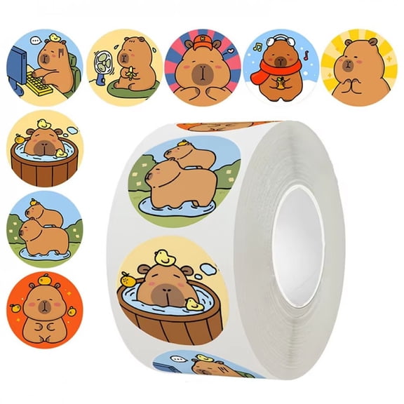 Jiibva 1000 Pcs/2roll Capybara Roll Sticker Animal Stickers Roll Cartoon Sealing Stickers Incentive Stickers Party Decoration Sticker for persons Teens persons individuals