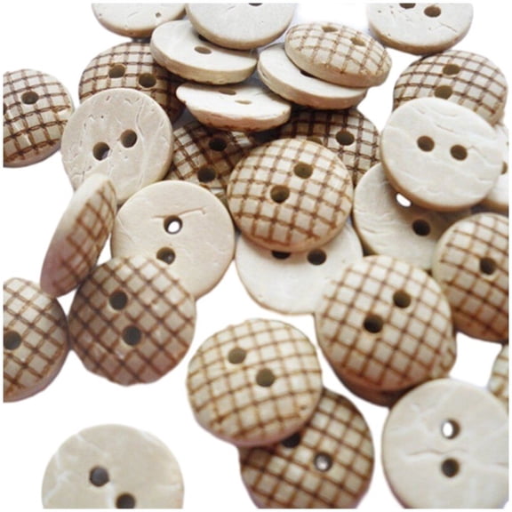 Jiibva 100Pcs/Set Natural Round Coconut Buttons with 2 Holes Creative Wooden Sewing Buttons for DIY Clothes Decorations