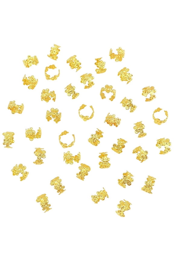 100pcs Gold Hair Jewelry, Loc Jewelry for Black Women, Hair Cuffs for Braids, Metal Hair Rings Charm Bead Clip for Braids Dreadlock Accessories