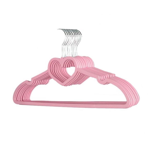 Jiibva 10PCS Clothes Hanger Durable Hanger ABS Heart Pattern Coat Hanger Clothing Hanging Supplies (Pink)