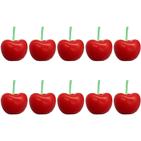 Jiibva 10Pcs Cherry Shaped Birthday Candles, Cute Fruit Shaped Candles, Cherry Cake Decorations Cake Cupcake Topper for Birthday Party Wedding Supplies