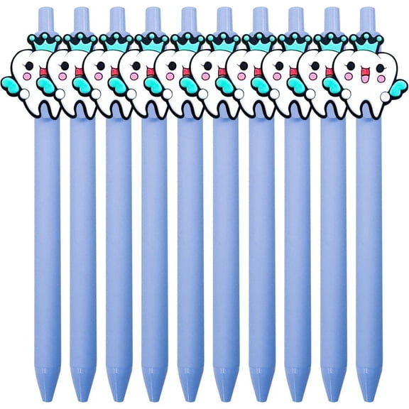 Jiibva 10Pcs Creative Cartoon Teeth Shape Gel Pen, World Tooth Day Press Pen, Fun Ballpoint Pens Tooth Design Neutral Gift Pen For Teacher Office Supplies