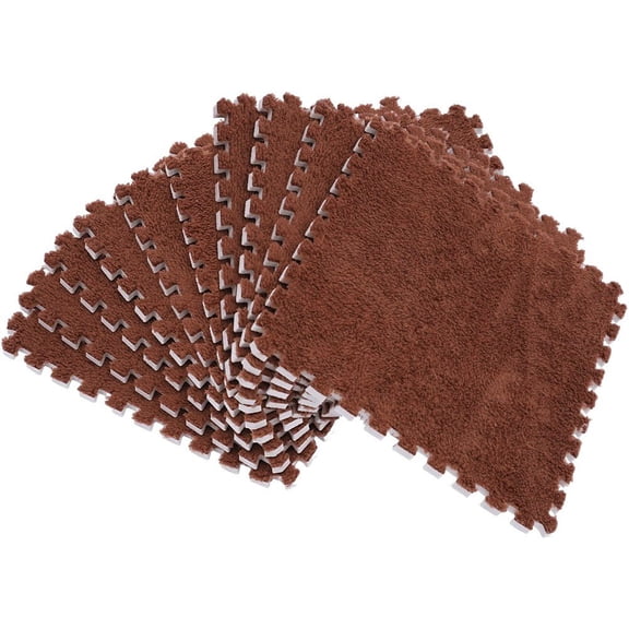 Jiibva 10Pcs Plush Puzzle Foam Floor Mats Soft Fluffy Interlocking Carpet Tiles with Borders Square Playmats Climbing Area Rugs for Bedroom Living Room