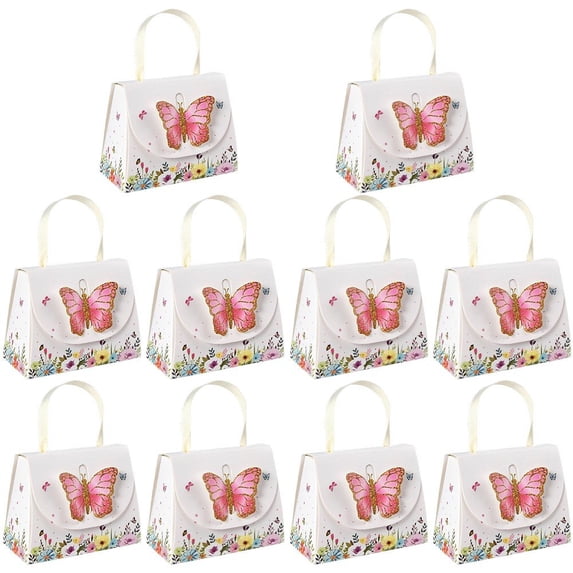 Jiibva 10pcs Candy Gift Boxes 3D Butterfly Party Favor Treat Boxes Birthday Wedding Supplies Chocolate Cookie Gift Box Bag