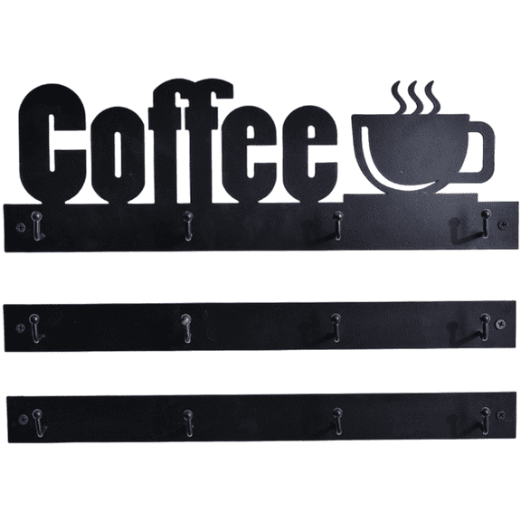 Jiibva 12 Hooks Wall Mounted Coffee Mug Rack Kitchen Utensil Organizer for Coffee Bar 1Set
