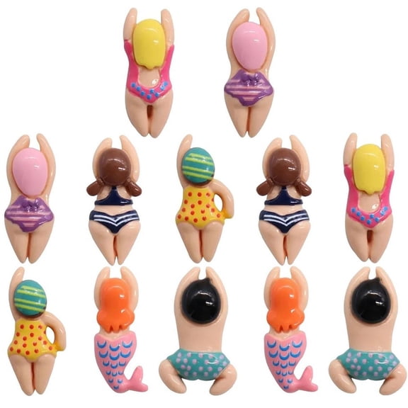 Jiibva 12 Pcs Cartoon Swimming Figure Refrigerator Magnets, Funny Small Fridge Magnet Summer Beach Decorative Magnets for Whiteboards Office Home Decor