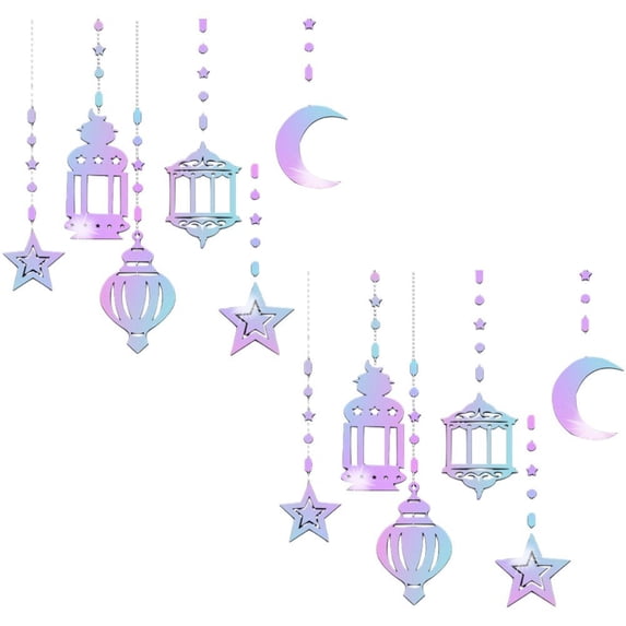 Jiibva 12Pcs Eid Mubarak Hanging Swirl Decorations, Ramadan Mubarak Decorations, Eid Mubarak Shining Star Moon Lantern Ceiling Decor for Eid Party Decorations Supplies
