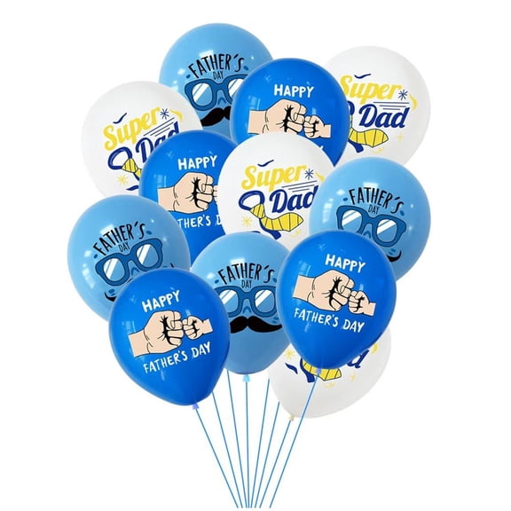 Jiibva 12Pcs Super Dad Themed Latex Party Balloons for Father's Day Decorations