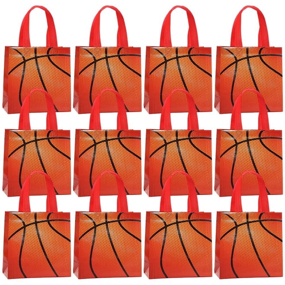 Jiibva 12pcs Basketball Gift Bags Non-woven Party Favor Bags Reusable Snack Treat Goody Candy Bag Tote Bags For Holiday Party Decor