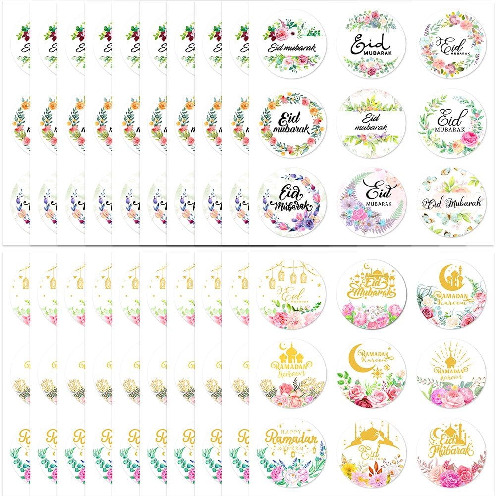 Jiibva 180Pcs Eid Mubarak Paper Sticker Ramadan Candy Bag Labels ...