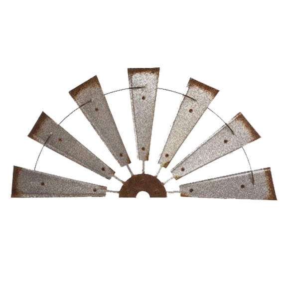 Jiibva 1pc 15inch Rustic Galvanized Metal Half Windmill Wall Sculpture Farmhouse Wall Art Home Decor Silver