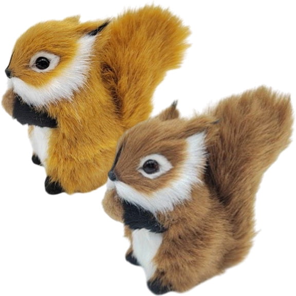 Jiibva 2 Pcs Deep Brown Simulation Squirrel Decorative Figurine, Holiday Party Miniature Animal Decor, 1 Set
