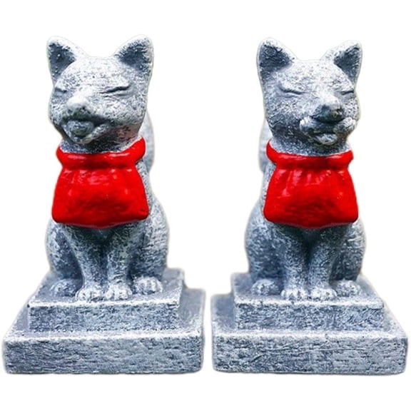 Jiibva 2-Piece Resin Fox Figurine Set, Miniature Animal Statues for Shelf Decor and Collection