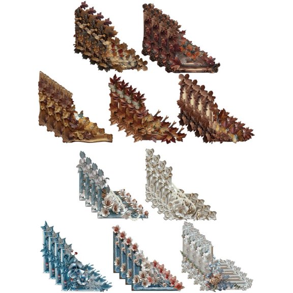 Jiibva 2 Sets Retro Embossed Hollow Corner Self-Adhesive Paper Stickers for Scrapbook Craft 5x5cm