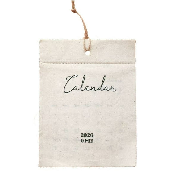 Jiibva 2026 Wall Calendar, Cotton Cloth Decorative Calendar, Aesthetic Monthly Calendar, Retro Hanging Calendar for Office Home